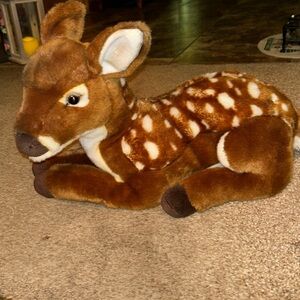FAO Schwarz fawn deer plush laying down